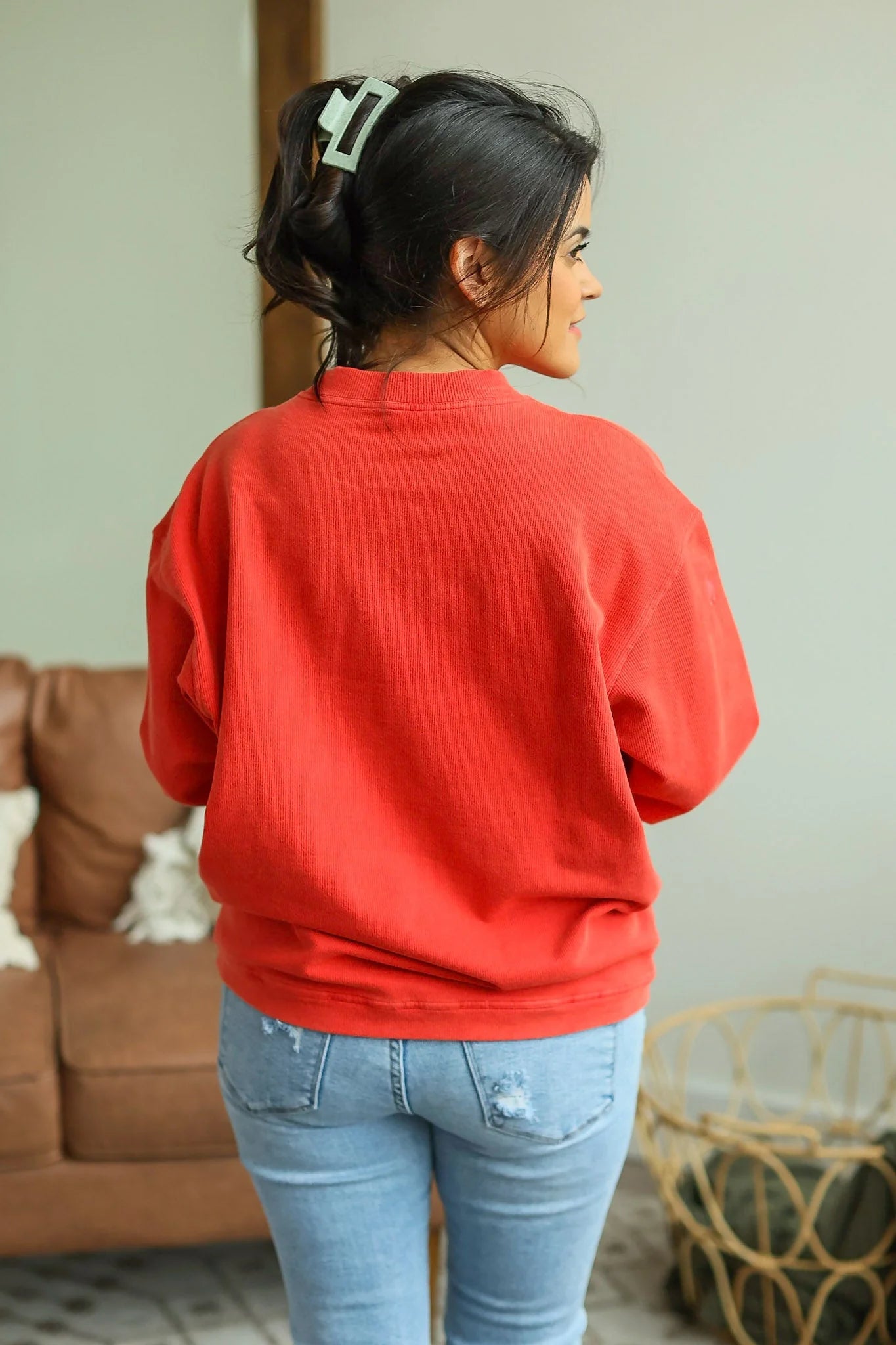 Vintage Wash Corded Pullover - Red