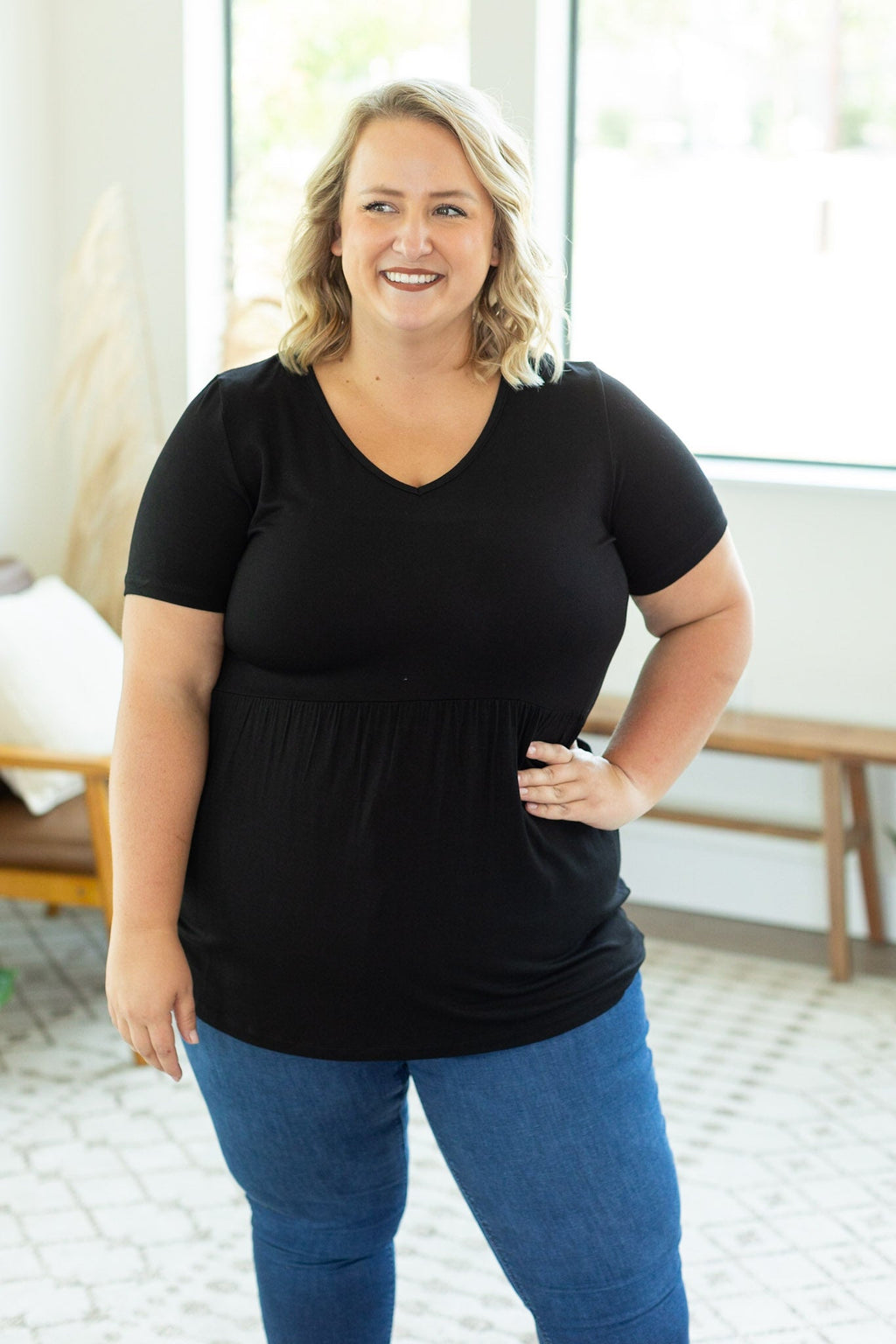 Sarah Ruffle Top - Black