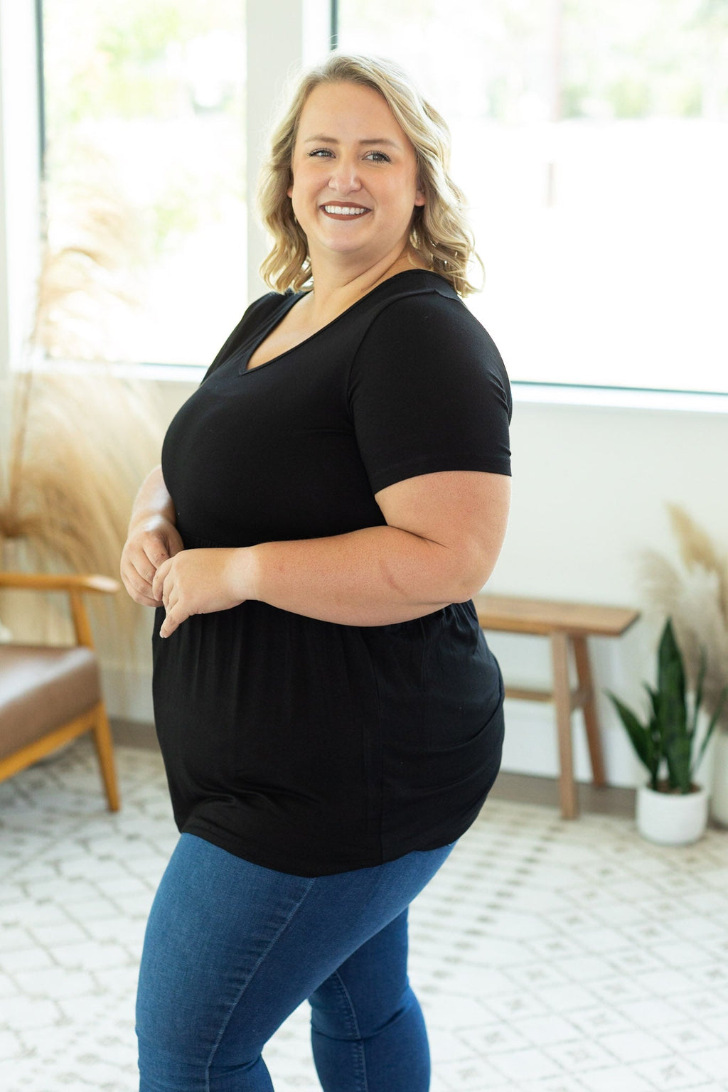 Sarah Ruffle Top - Black