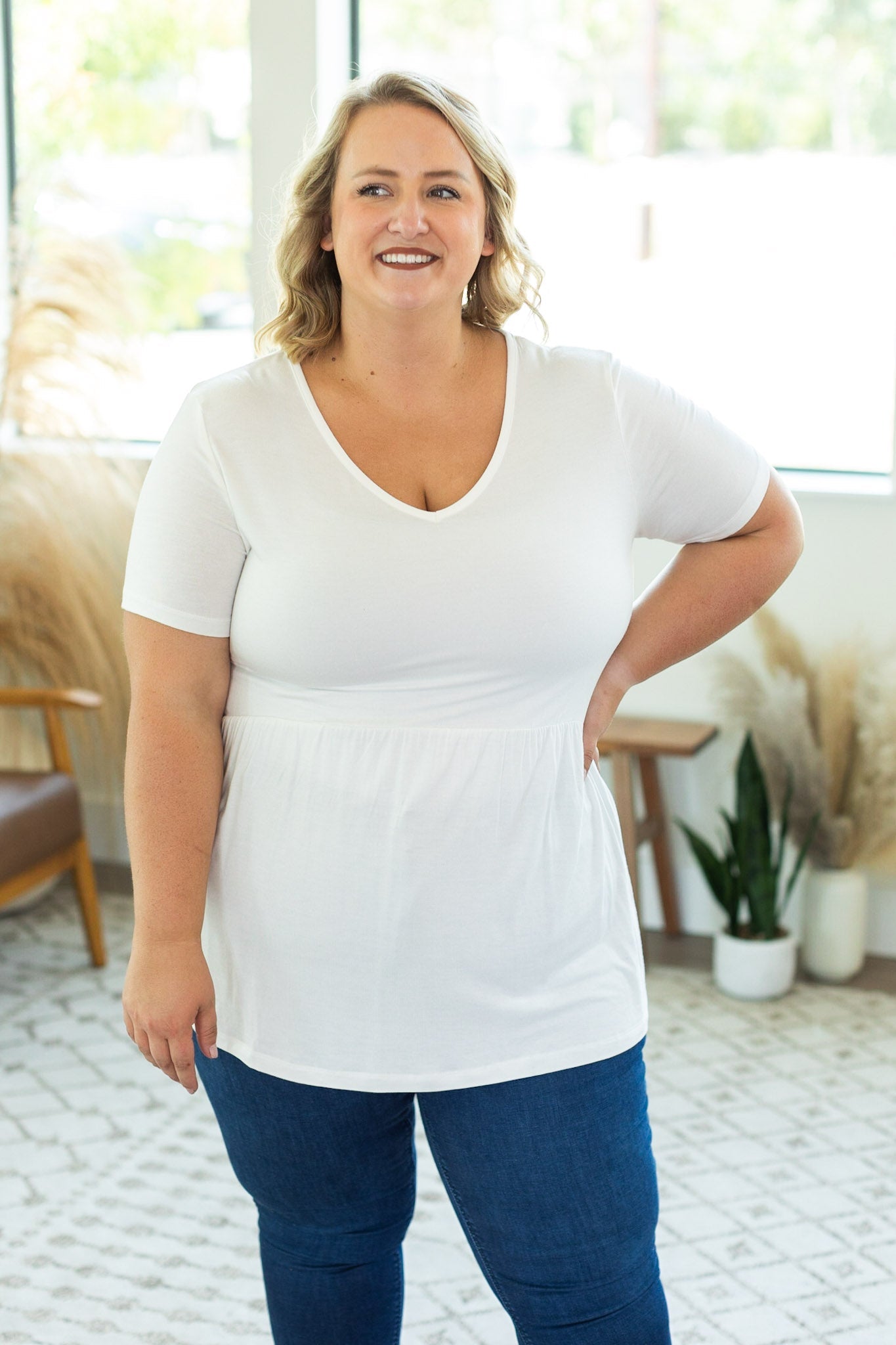 Sarah Ruffle Top - White