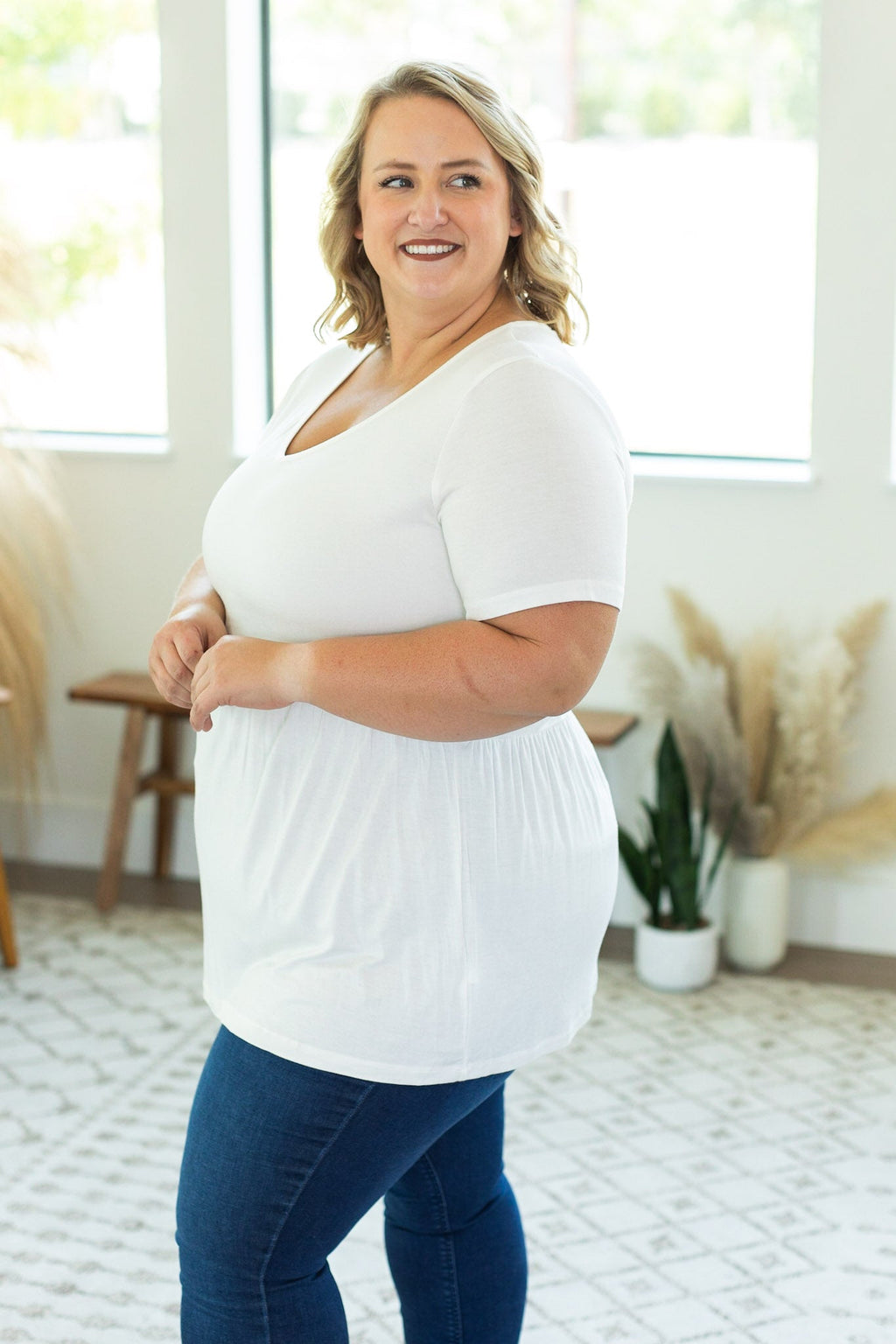 Sarah Ruffle Top - White