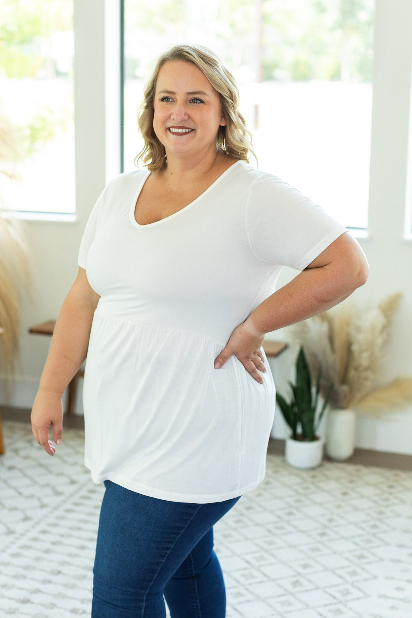 Sarah Ruffle Top - White