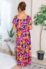 Load image into Gallery viewer, **Oakley Off The Shoulder Maxi Dress - Navy Tropical
