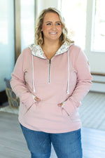Load image into Gallery viewer, Classic Halfzip Hoodie - Blush with Floral Accent
