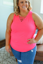 Load image into Gallery viewer, **Criss Cross Tank - Neon Pink FINAL SALE
