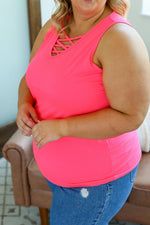 Load image into Gallery viewer, **Criss Cross Tank - Neon Pink FINAL SALE
