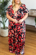 Load image into Gallery viewer, Millie Maxi Dress - Black and Red Tropical
