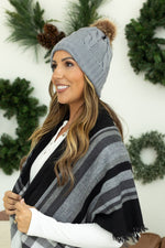 Load image into Gallery viewer, Carly Cable Knit Beanie - Grey
