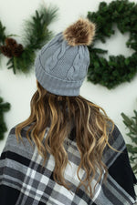 Load image into Gallery viewer, Carly Cable Knit Beanie - Grey
