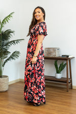 Load image into Gallery viewer, Millie Maxi Dress - Black and Red Tropical

