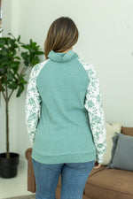 Load image into Gallery viewer, Classic Zoey ZipCowl Sweatshirt - Sage Floral
