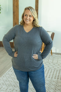 Leah Long Sleeve Top - Charcoal