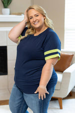 Load image into Gallery viewer, Kylie Tee - Seattle Navy and Lime
