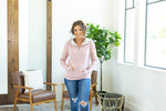 Load image into Gallery viewer, Classic Halfzip Hoodie - Blush with Floral Accent
