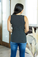 Load image into Gallery viewer, Addison Henley Tank - Black w/White Stripes FINAL SALE
