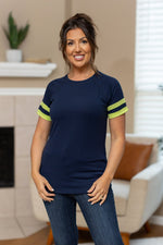 Load image into Gallery viewer, Kylie Tee - Seattle Navy and Lime
