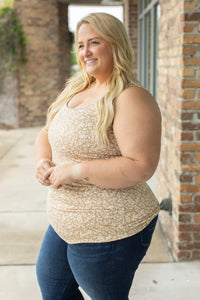 Luxe Crew Tank - Tan Floral