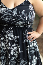 Load image into Gallery viewer, Cassidy Midi Dress - Black and White Floral
