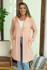 Load image into Gallery viewer, Claire Hooded Waffle Cardigan - Coral
