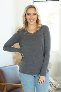 Leah Long Sleeve Top - Charcoal