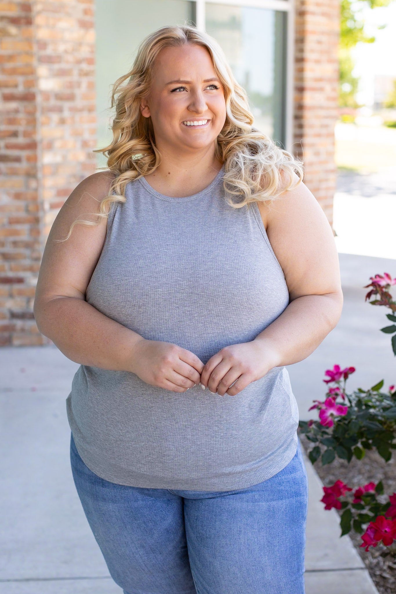 Tara Ribbed Tank - Grey