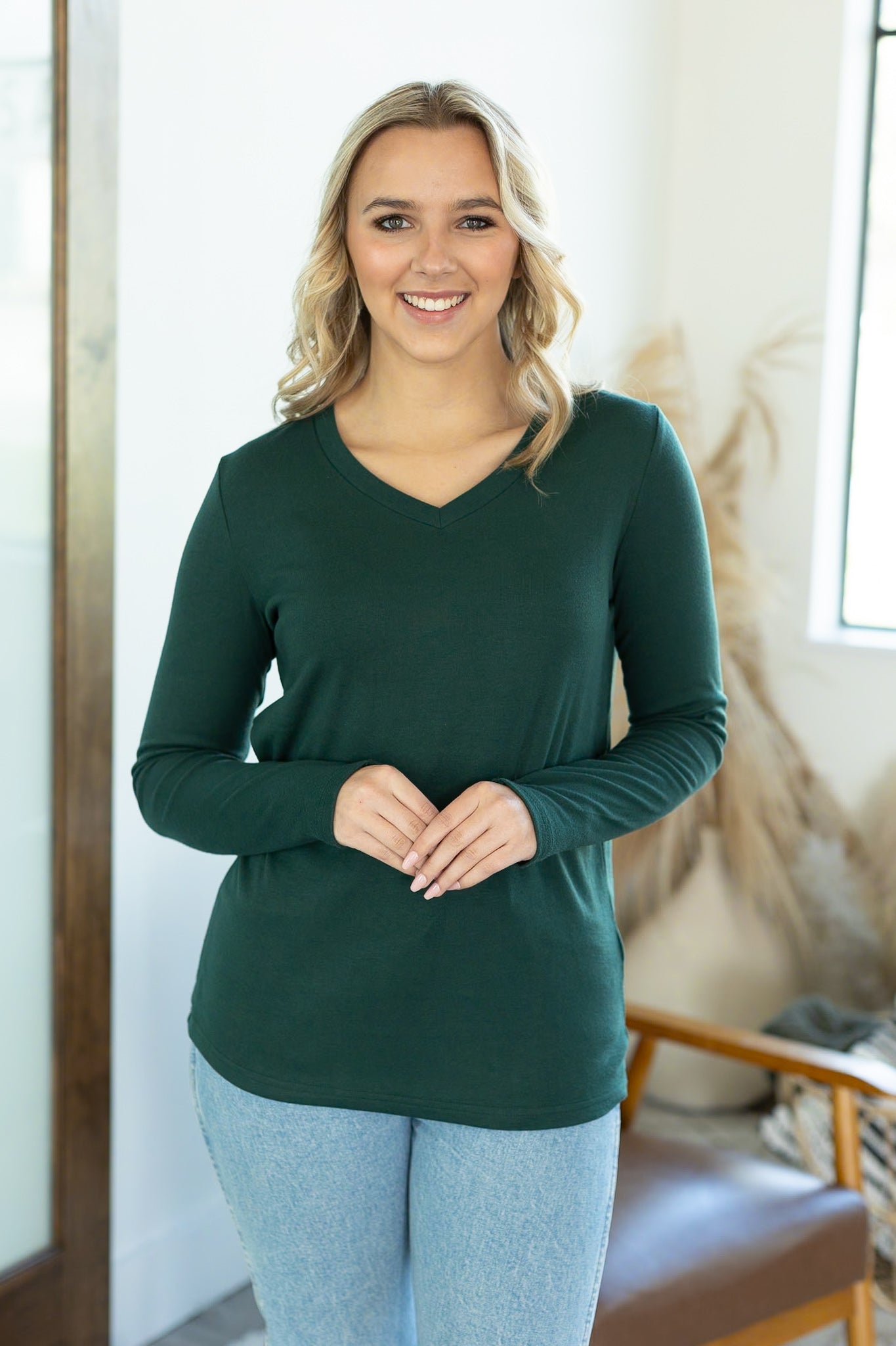 Leah Long Sleeve Top - Evergreen