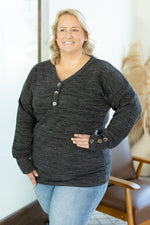 Load image into Gallery viewer, Brittney Button Sweater - Charcoal
