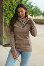 Load image into Gallery viewer, Classic Zoey ZipCowl Sweatshirt - Mocha
