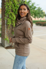 Load image into Gallery viewer, Classic Zoey ZipCowl Sweatshirt - Mocha
