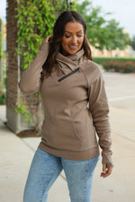 Load image into Gallery viewer, Classic Zoey ZipCowl Sweatshirt - Mocha
