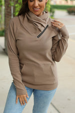 Load image into Gallery viewer, Classic Zoey ZipCowl Sweatshirt - Mocha
