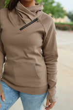 Load image into Gallery viewer, Classic Zoey ZipCowl Sweatshirt - Mocha
