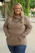 Load image into Gallery viewer, Classic Zoey ZipCowl Sweatshirt - Mocha
