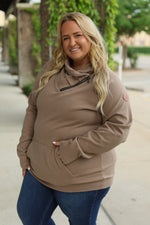 Load image into Gallery viewer, Classic Zoey ZipCowl Sweatshirt - Mocha
