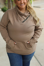 Load image into Gallery viewer, Classic Zoey ZipCowl Sweatshirt - Mocha
