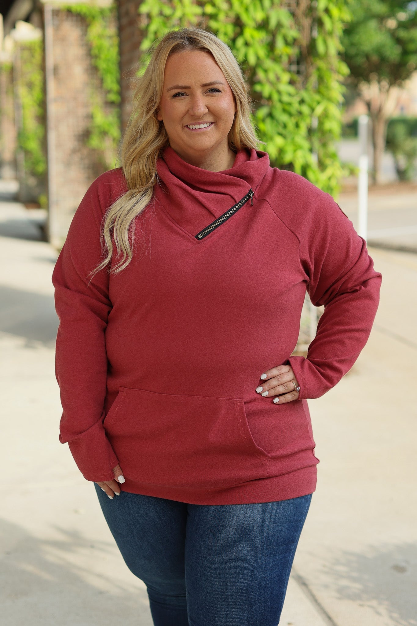 Classic Zoey ZipCowl Sweatshirt - Brick