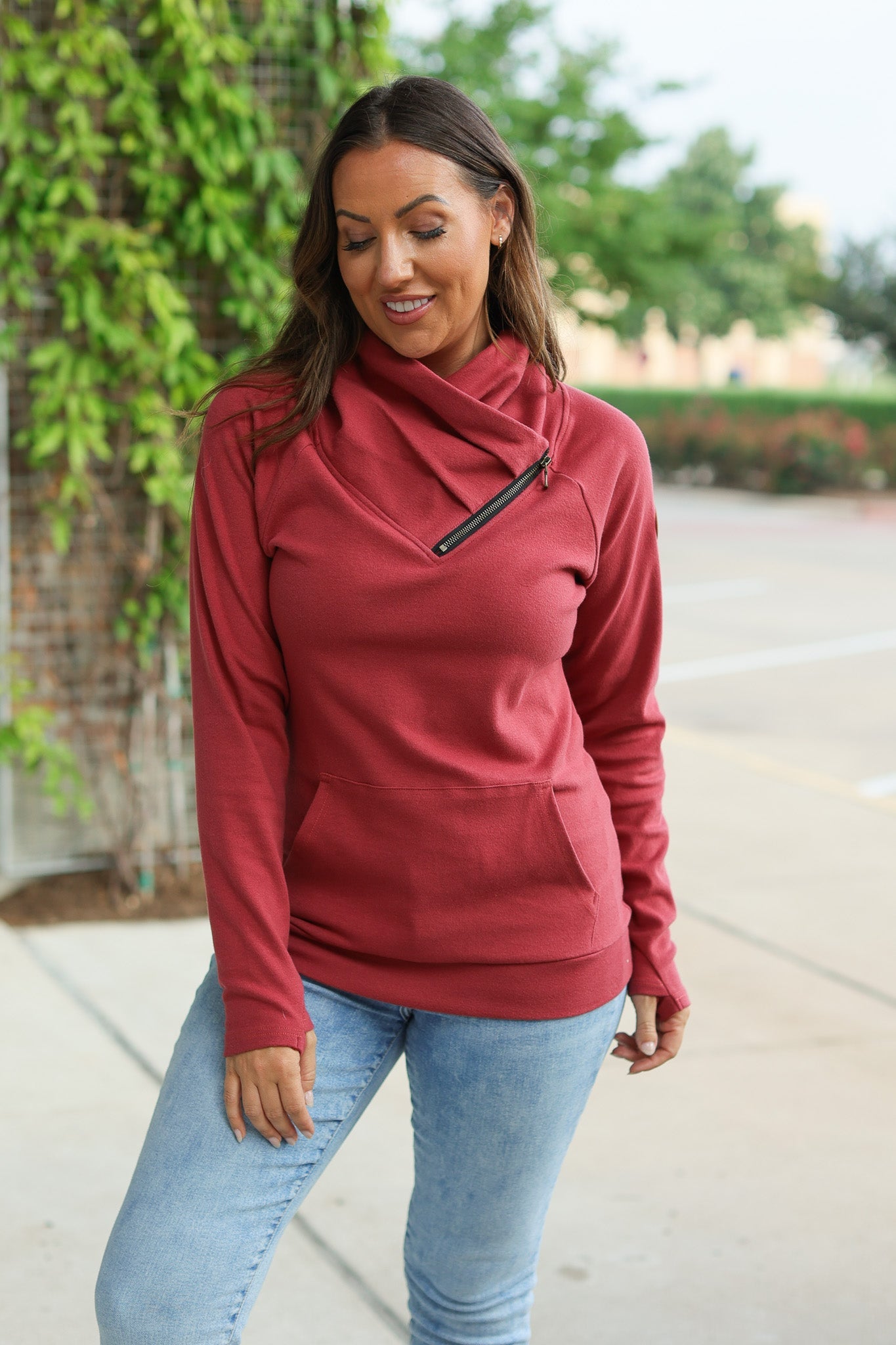 Classic Zoey ZipCowl Sweatshirt - Brick