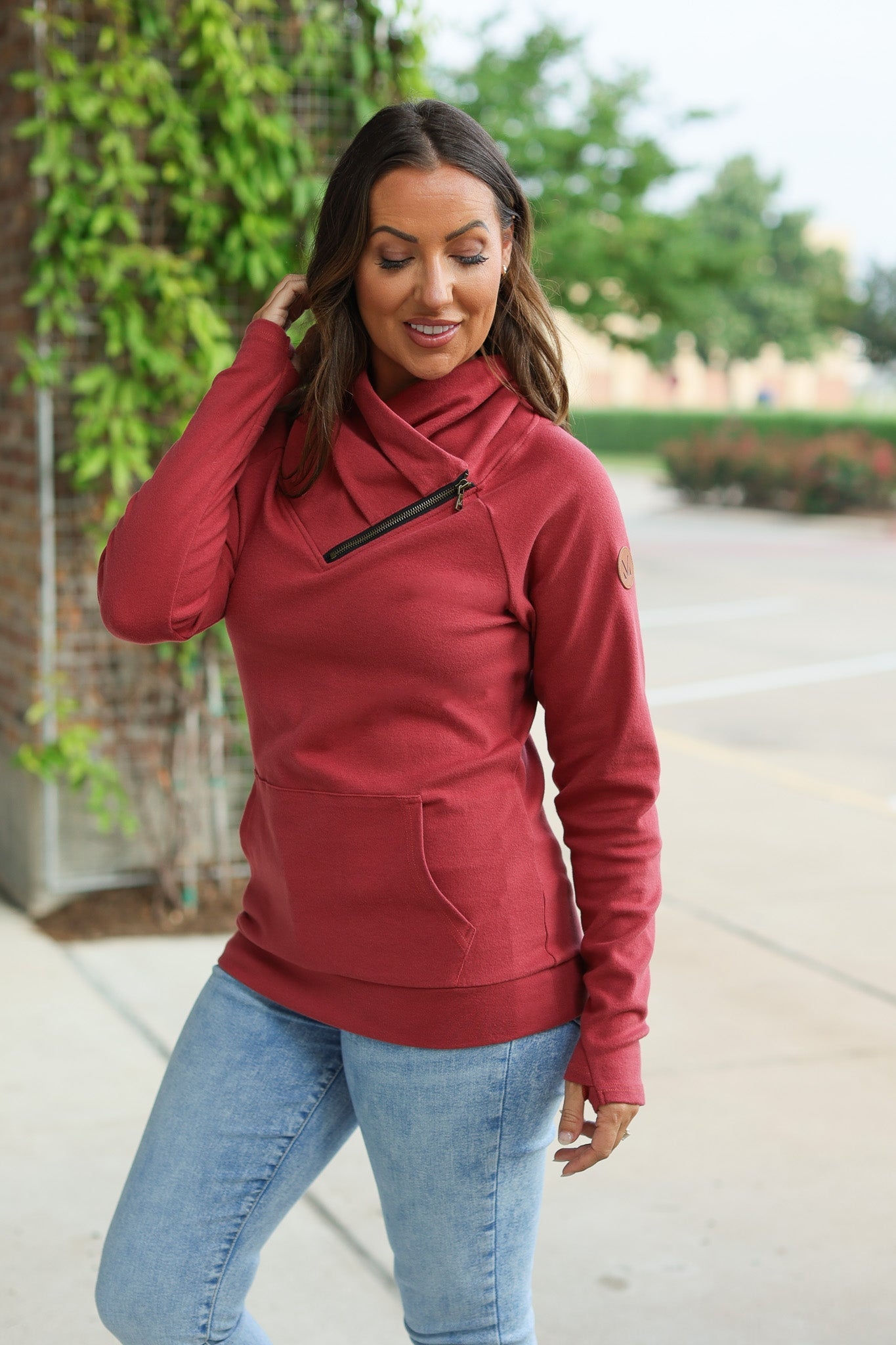 Classic Zoey ZipCowl Sweatshirt - Brick