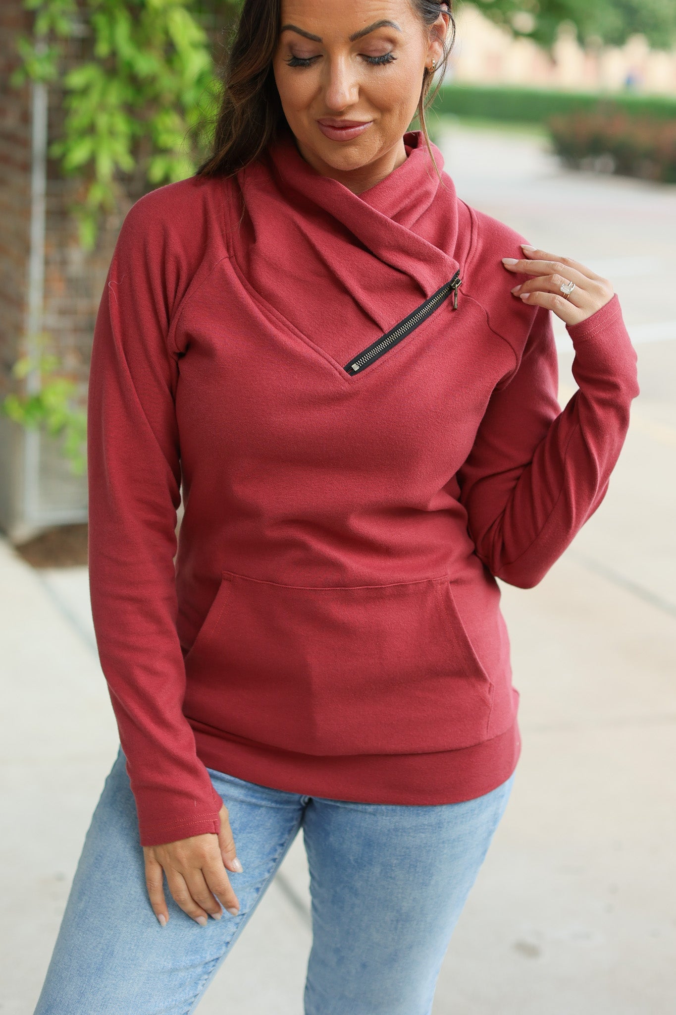 Classic Zoey ZipCowl Sweatshirt - Brick