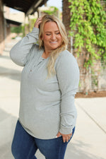 Load image into Gallery viewer, Brielle Henley Ribbed Long Sleeve - Light Grey
