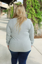 Load image into Gallery viewer, Brielle Henley Ribbed Long Sleeve - Light Grey
