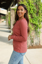 Load image into Gallery viewer, Brielle Henley Ribbed Long Sleeve - Terra Cotta
