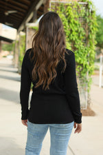 Load image into Gallery viewer, Brielle Henley Ribbed Long Sleeve - Black
