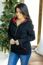 Load image into Gallery viewer, Avery Accent HalfZip Hoodie - Buffalo Plaid
