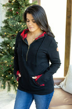 Load image into Gallery viewer, Avery Accent HalfZip Hoodie - Buffalo Plaid
