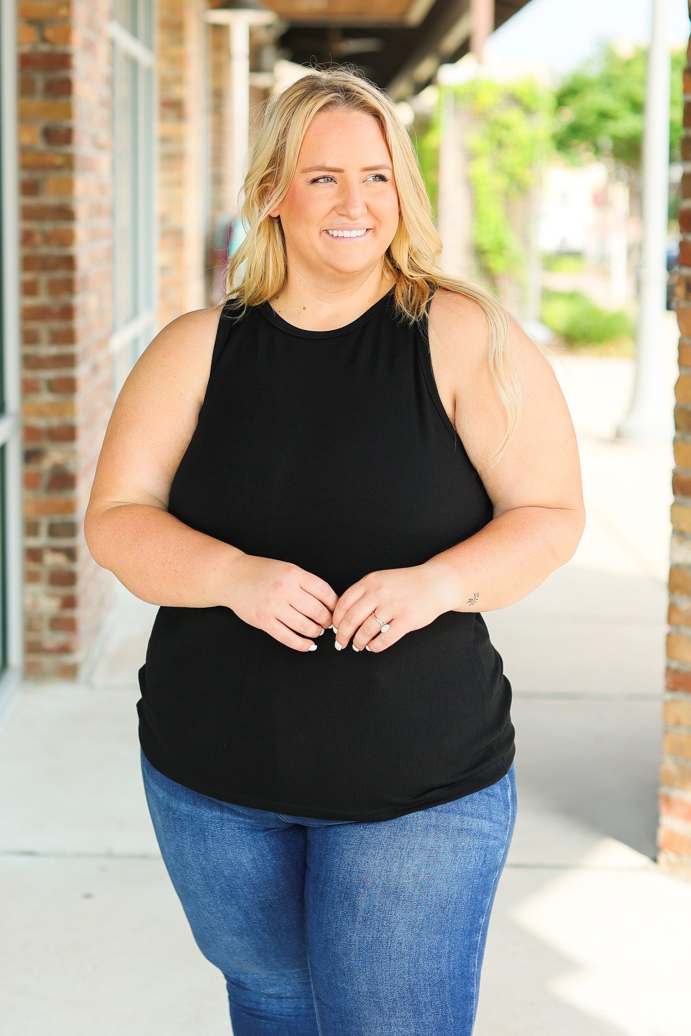 **Tara Ribbed Tank - Black