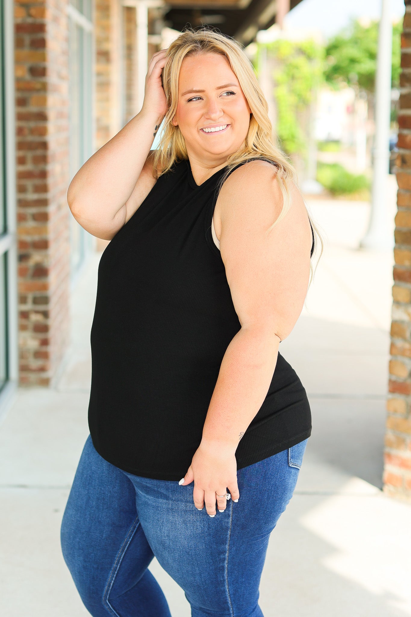 Tara Ribbed Tank - Black