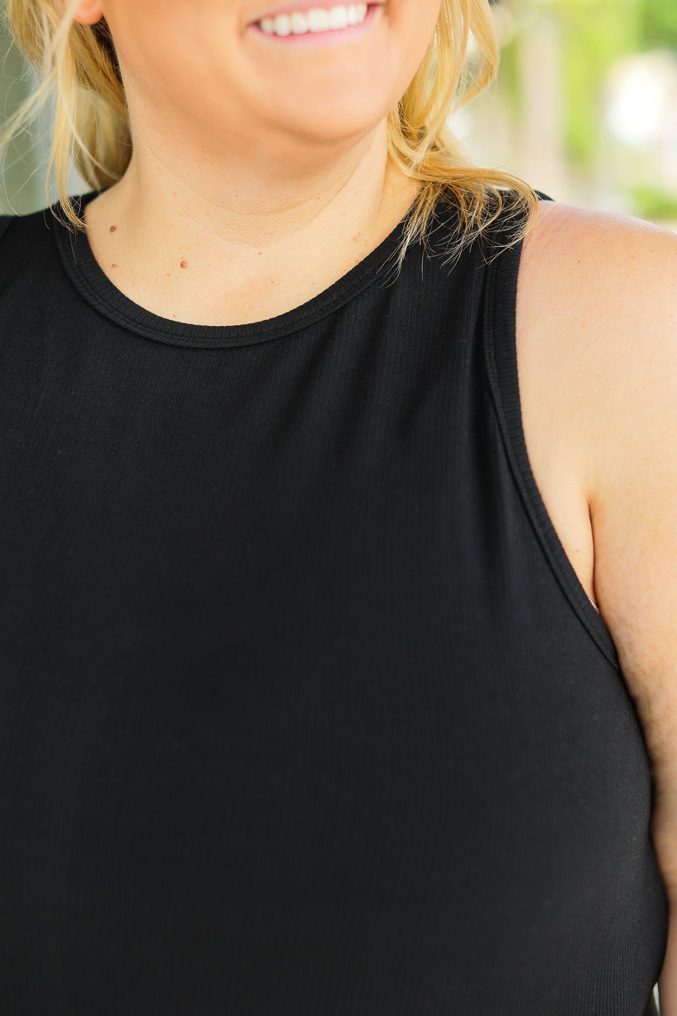 **Tara Ribbed Tank - Black