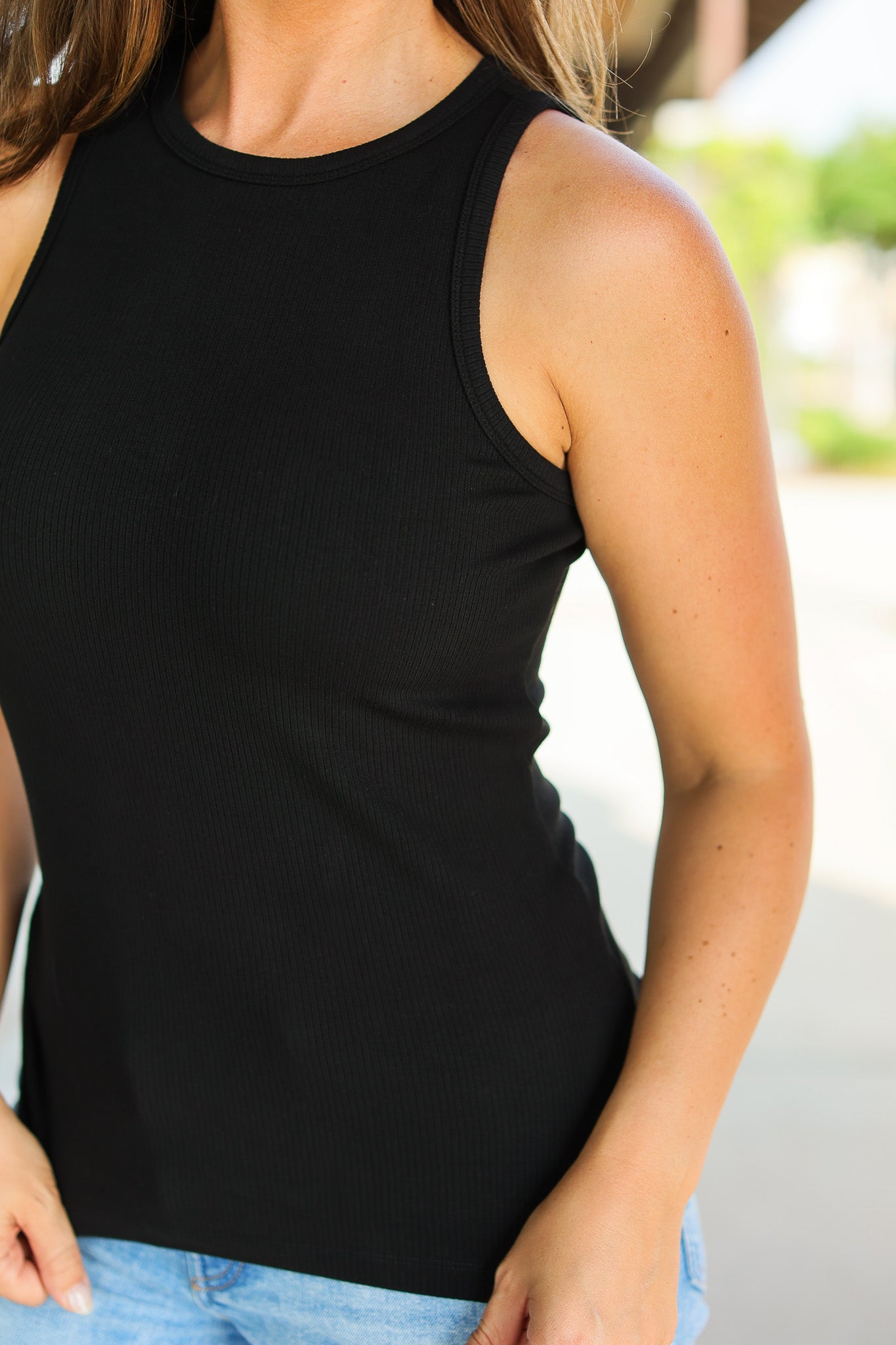 Tara Ribbed Tank - Black