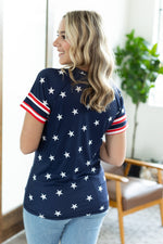 Load image into Gallery viewer, Kylie Tee - Navy Stars and Stripes
